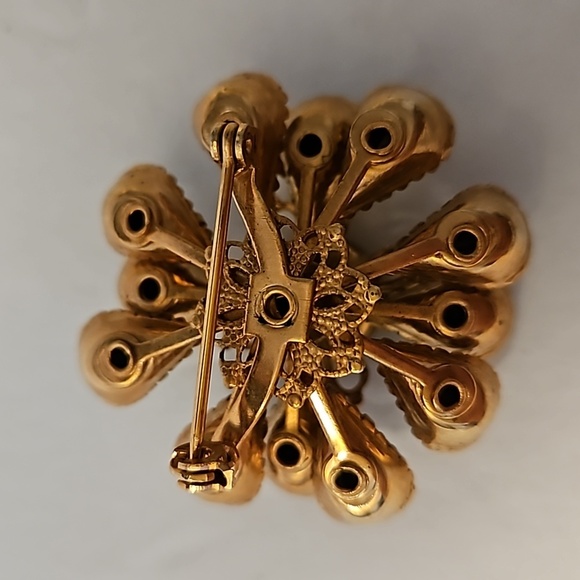 Vintage Brown & Blond Rhinestones on Goldtone Brooch - Picture 4 of 5